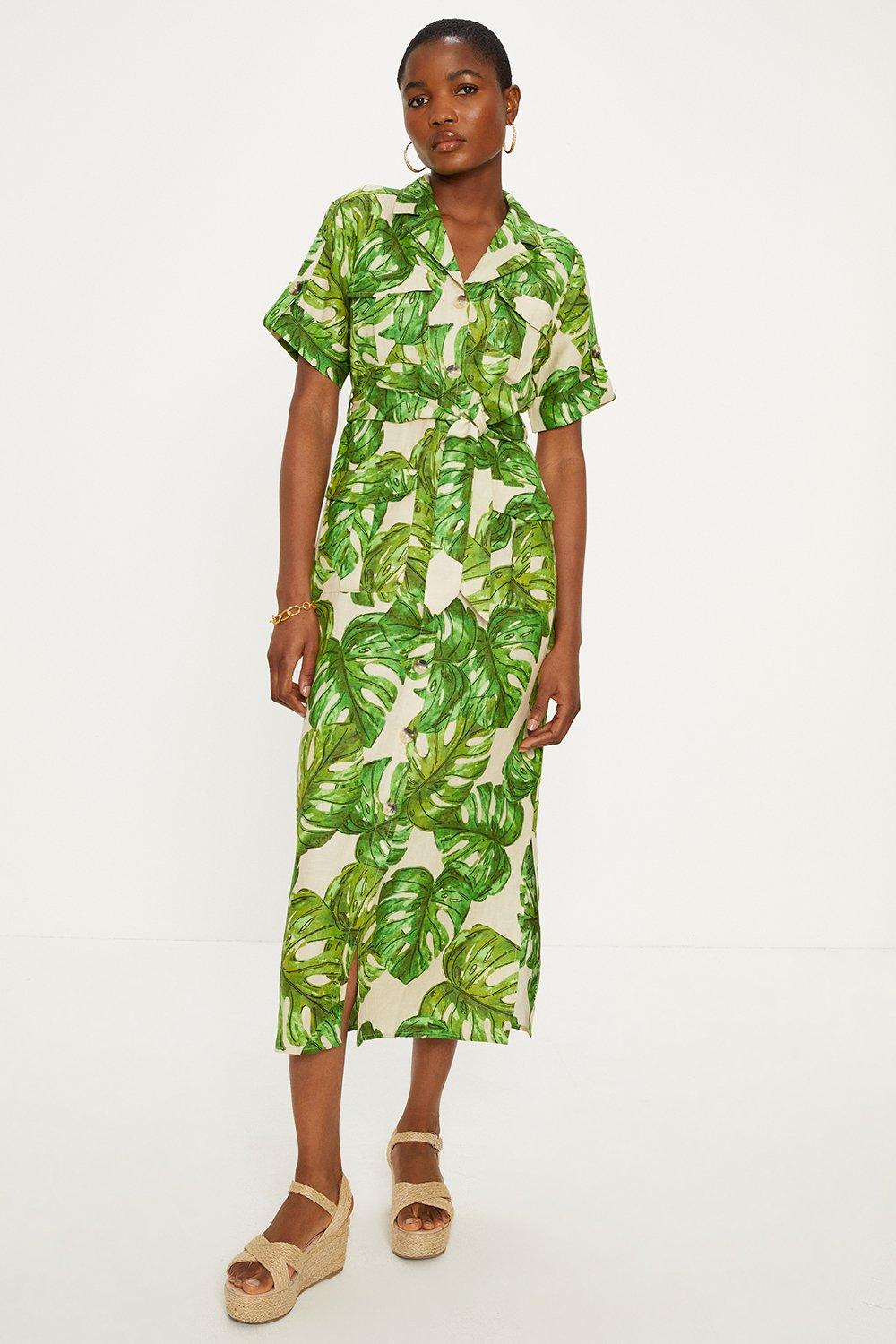 Palm leaf deals shirt dress