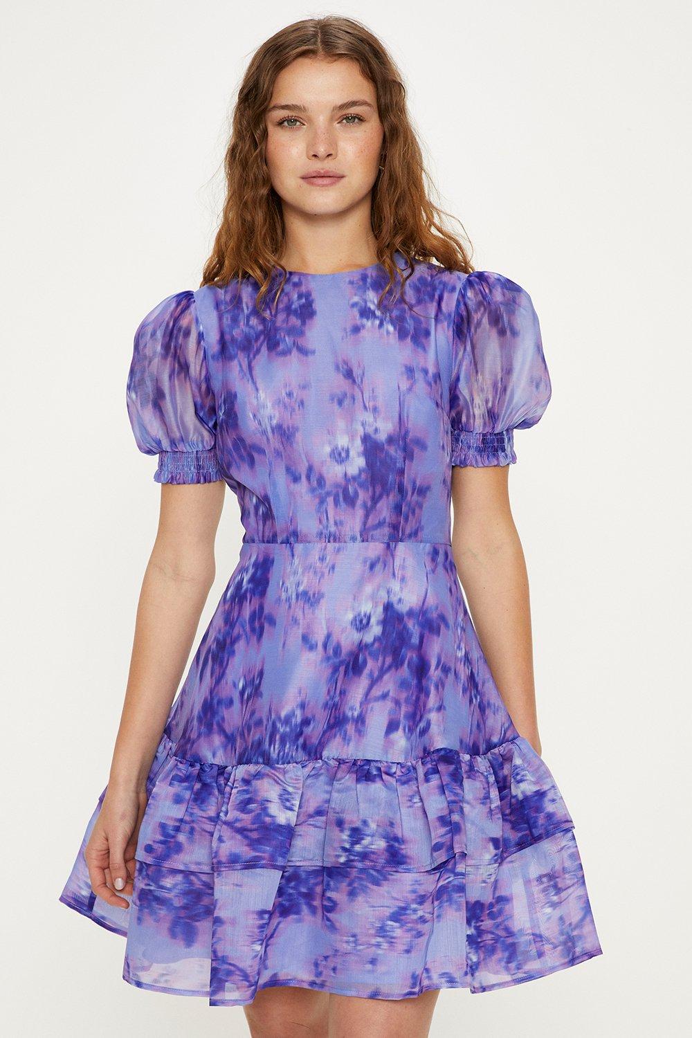 Oasis tiered clearance floral skater dress