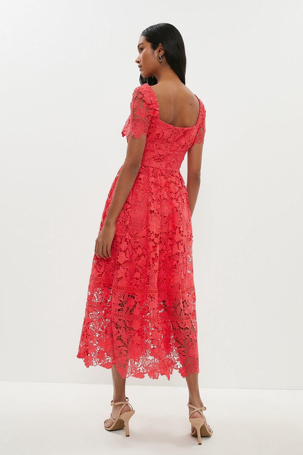 Wallis red lace on sale dress