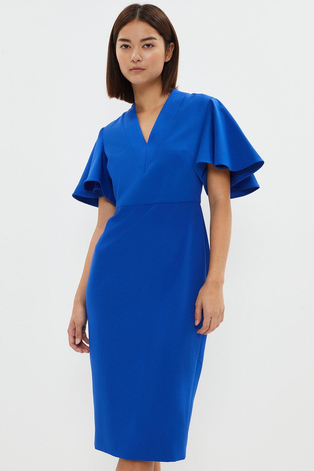 Dresses | Petite V Neck Flare Sleeve Pencil Dress | Coast