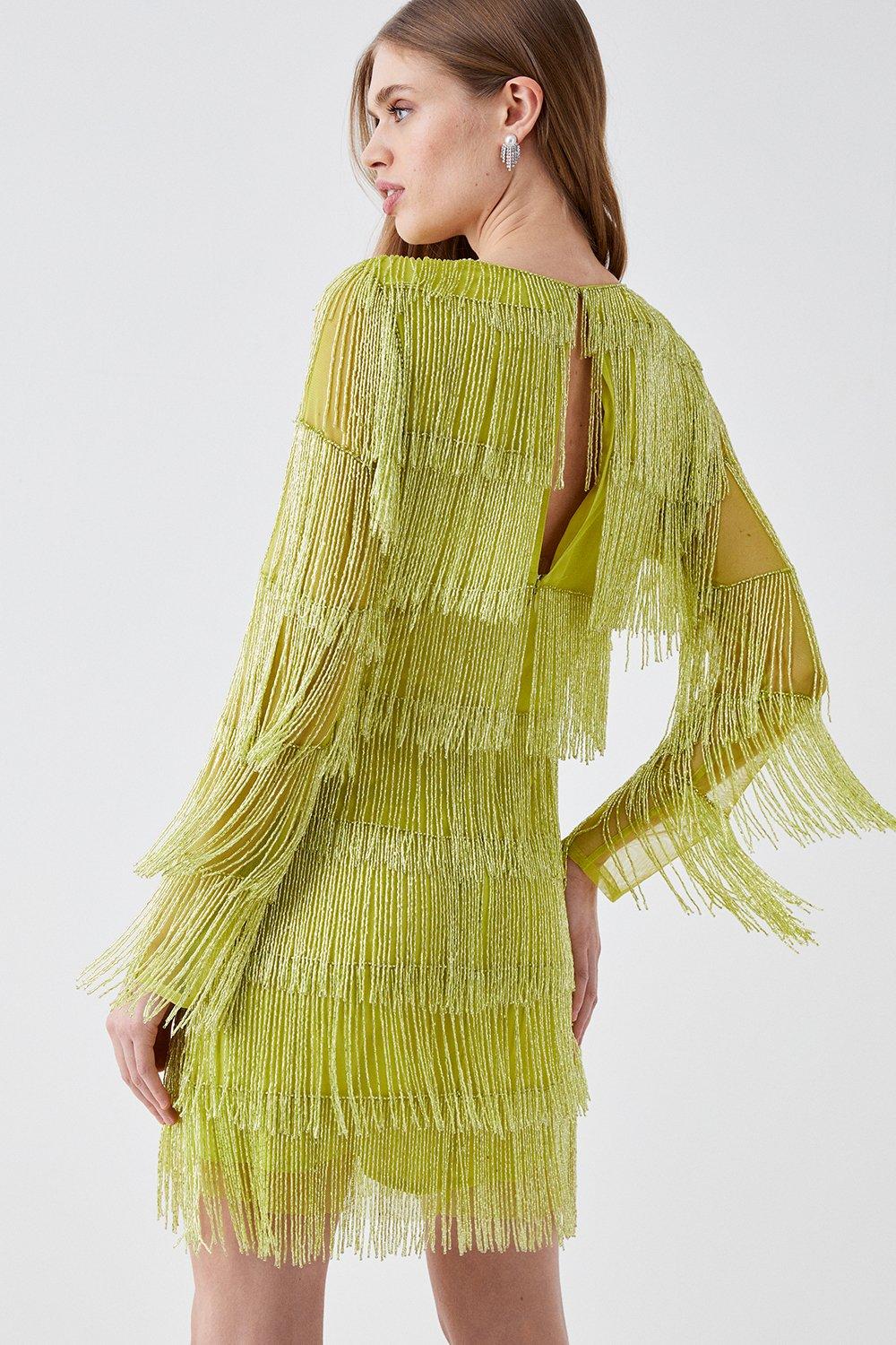 Long sleeve outlet fringe dress