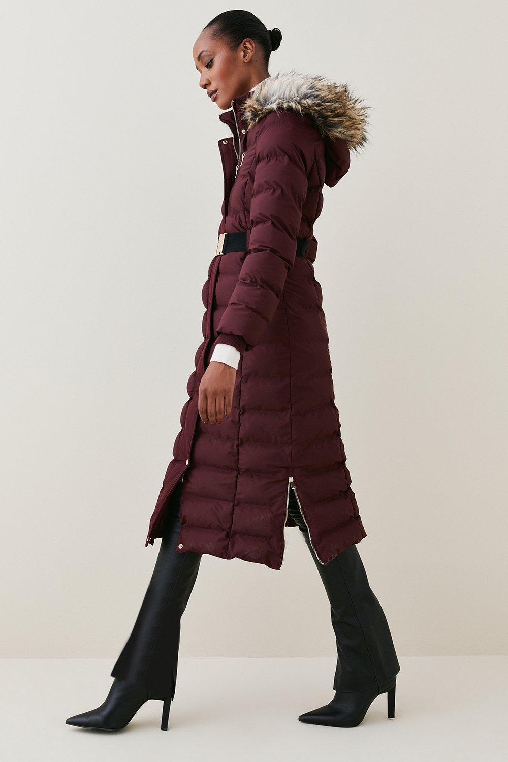 Burgundy long outlet puffer coat