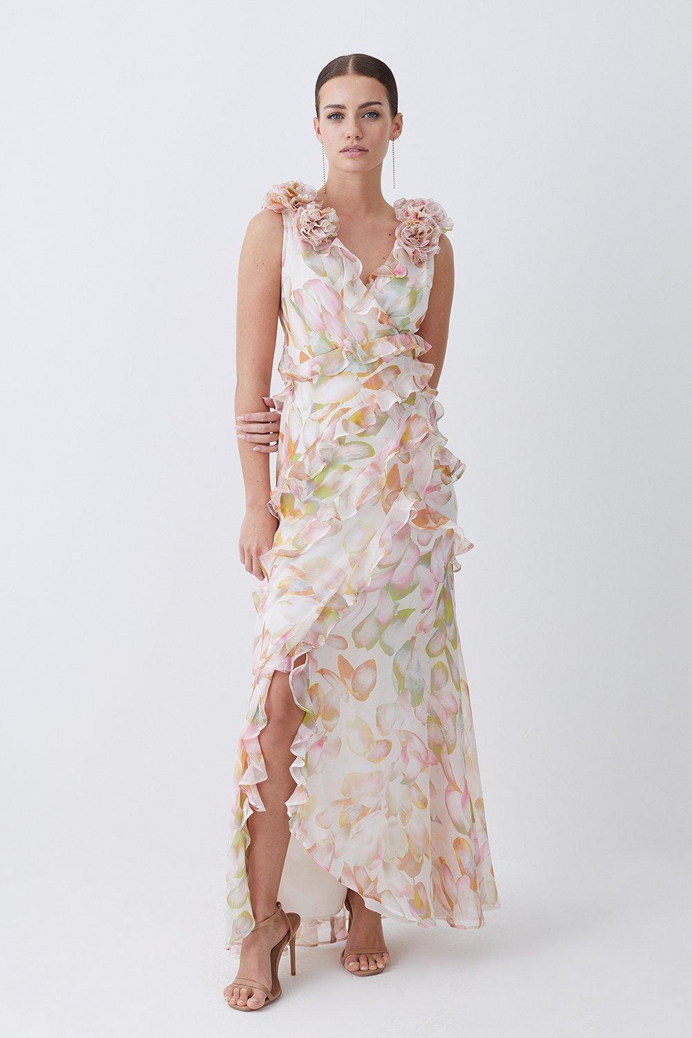 Ruffled hotsell chiffon dress