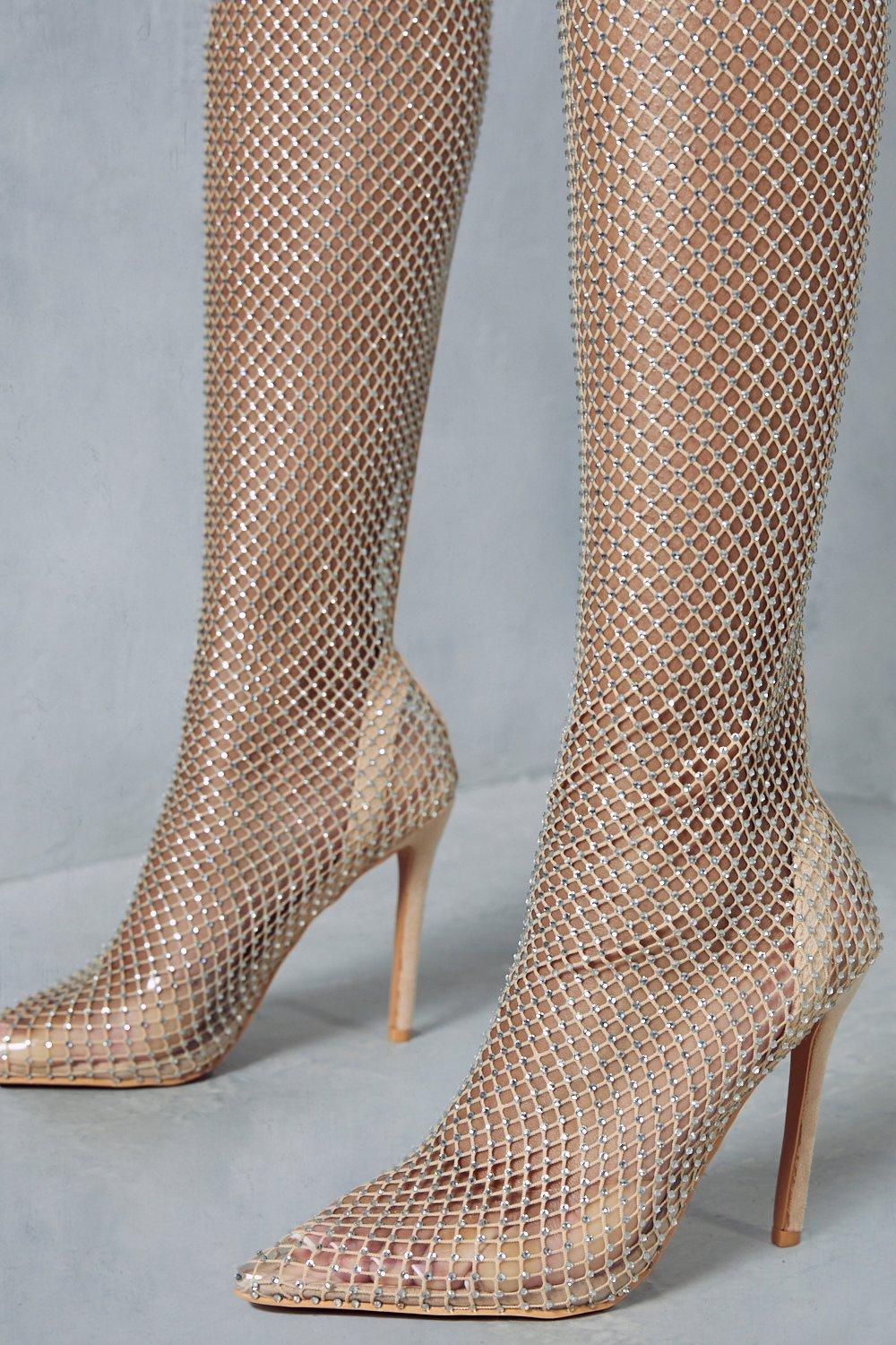 Fishnet boots sale