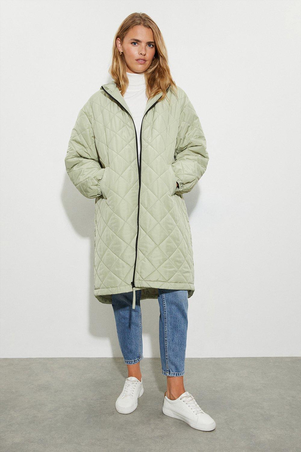 Diamond quilted 2024 oversized hooded parka