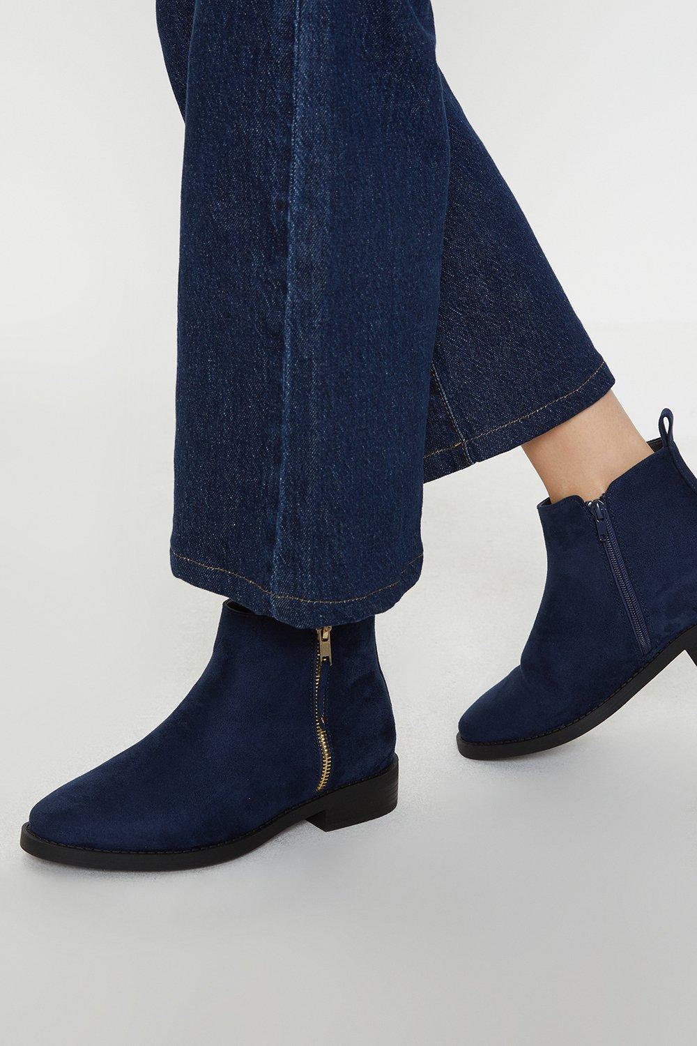 Navy flat ankle outlet boots uk