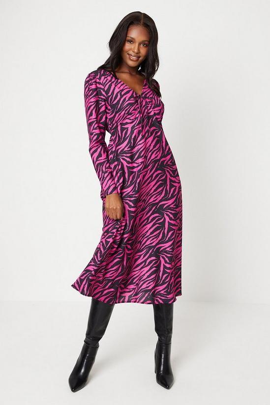 Dresses | Pink Zebra Tie Front Midi Dress | Dorothy Perkins