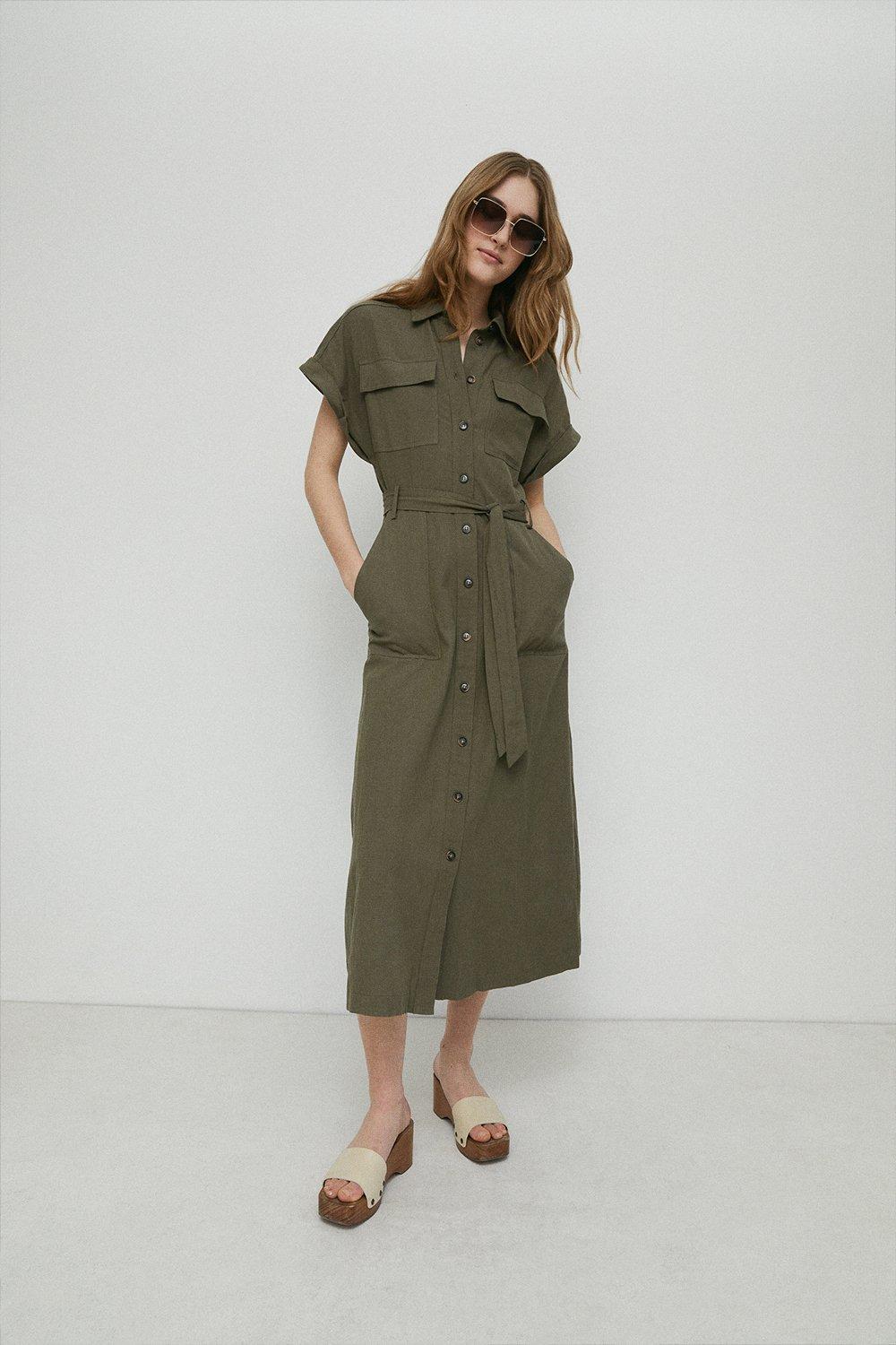 Linen sale utility dress