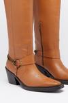 Warehouse Leather Stud Harness Knee High Cowboy Boot thumbnail 3