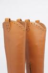 Warehouse Leather Stud Harness Knee High Cowboy Boot thumbnail 4