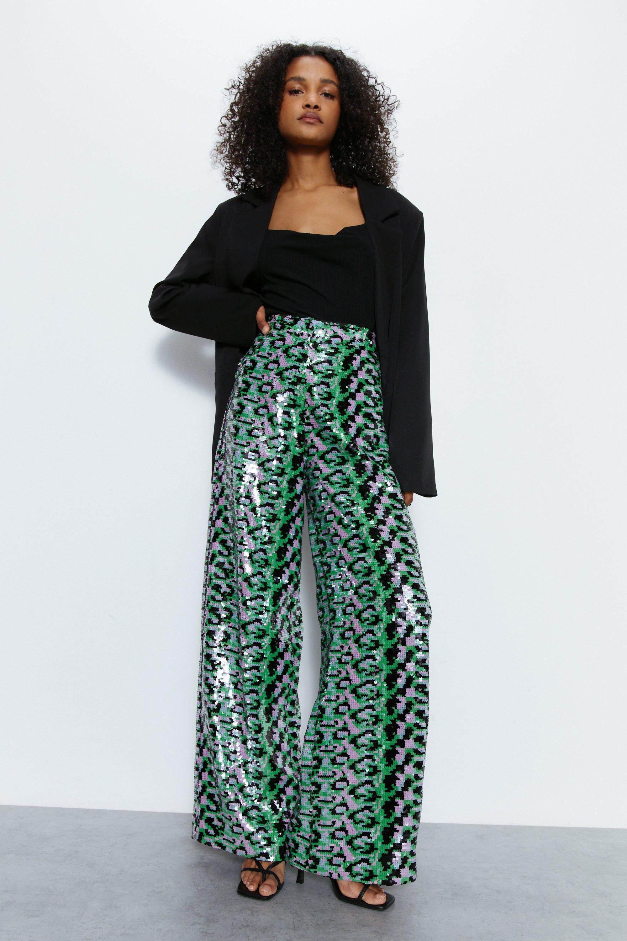 Green snake hot sale print trousers