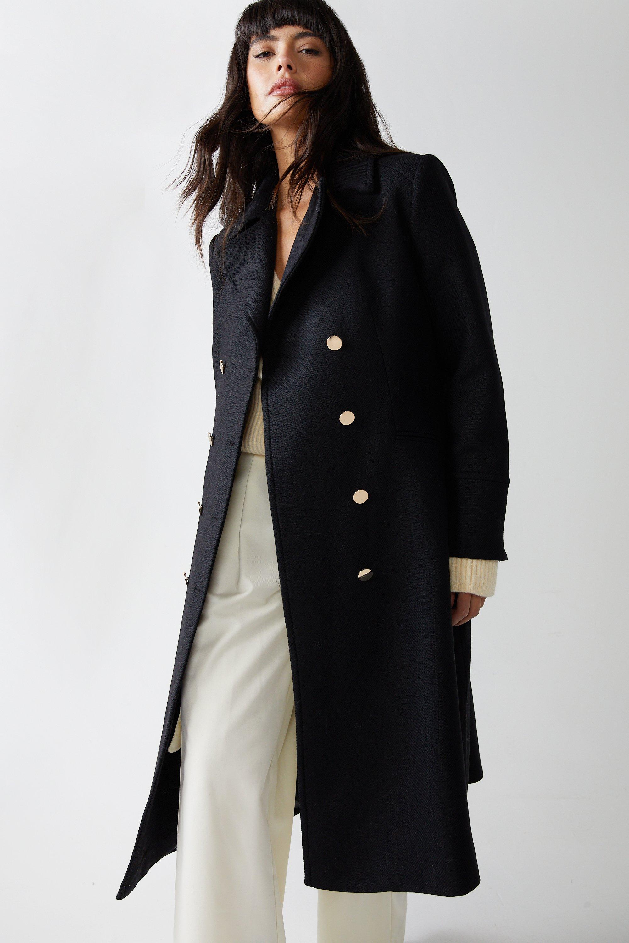 Wallis longline military outlet coat