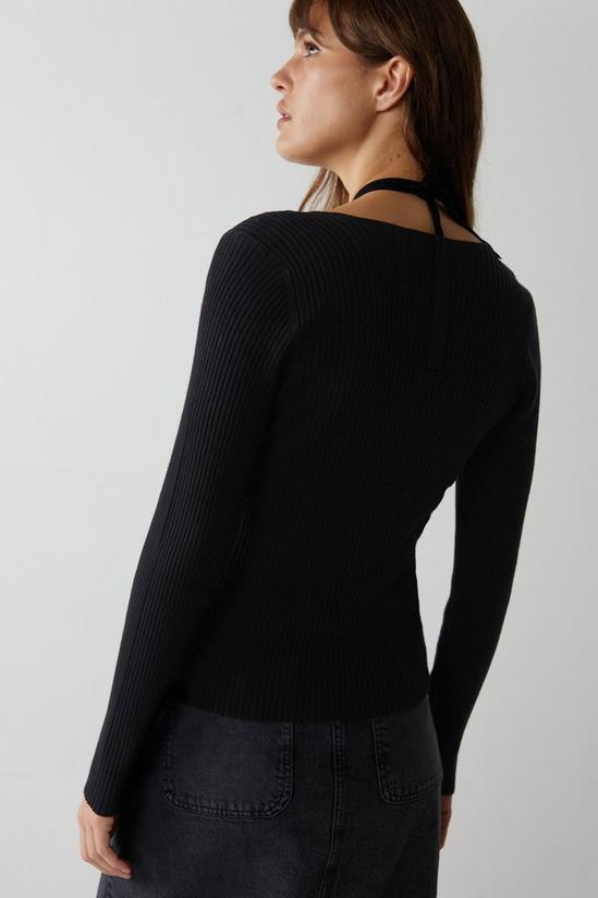 Warehouse Ribbed Tie Front Jumper 4