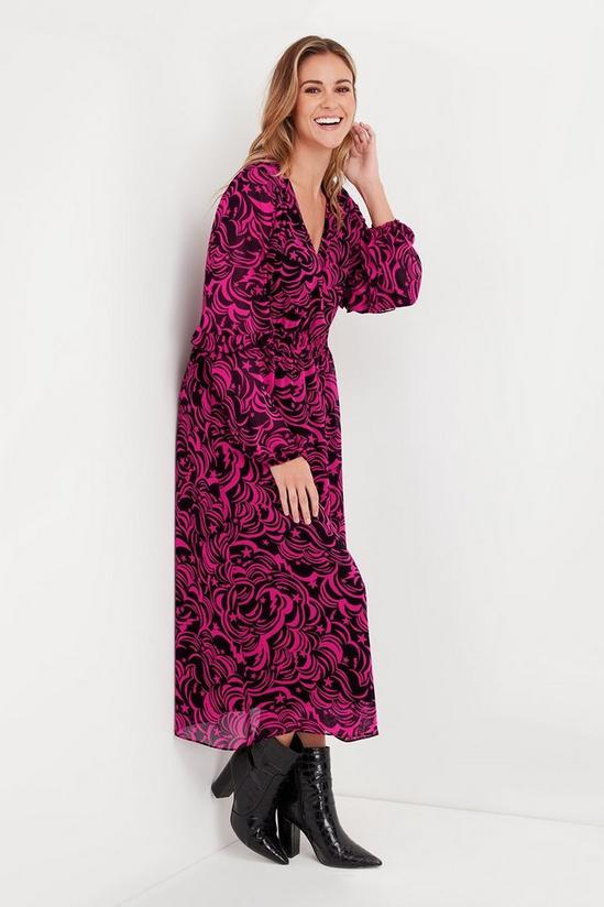 Wallis Pink Swirl Frill Sleeve Midi Dress 1