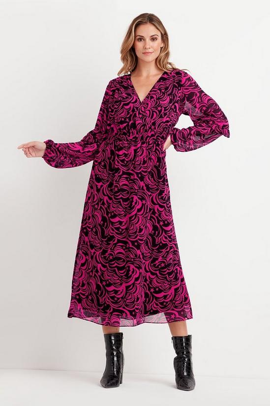 Wallis Pink Swirl Frill Sleeve Midi Dress 2