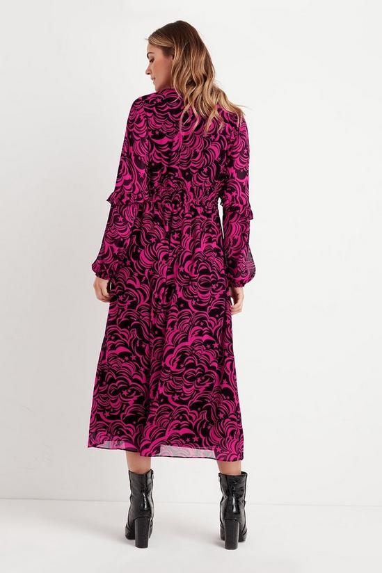 Wallis Pink Swirl Frill Sleeve Midi Dress 3