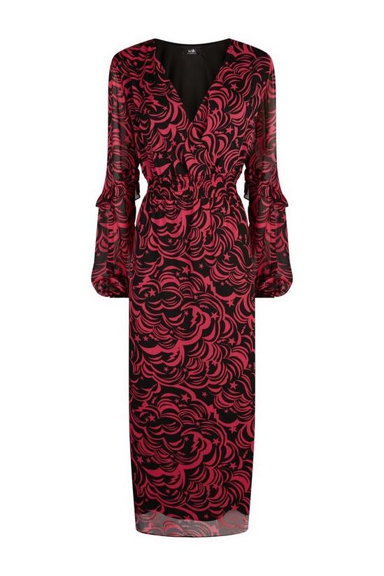 Wallis Pink Swirl Frill Sleeve Midi Dress 5