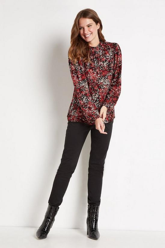 Wallis Red Ditsy Shirred Neck Jersey Top 2
