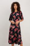 Wallis Rose Floral Satin Midi Dress With Angel Sleev thumbnail 2