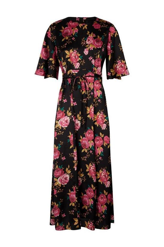 Wallis Rose Floral Satin Midi Dress With Angel Sleev 5