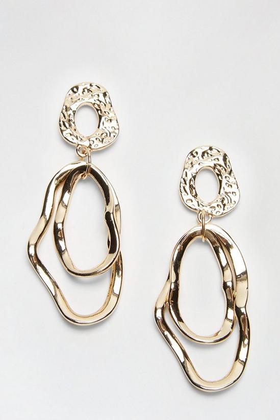 Wallis Gold Hammered Detail Drop Earrings 1