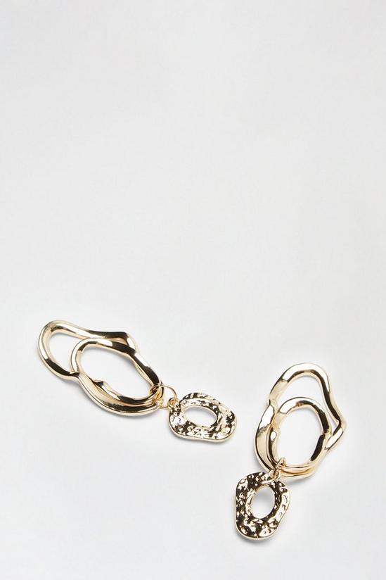 Wallis Gold Hammered Detail Drop Earrings 2