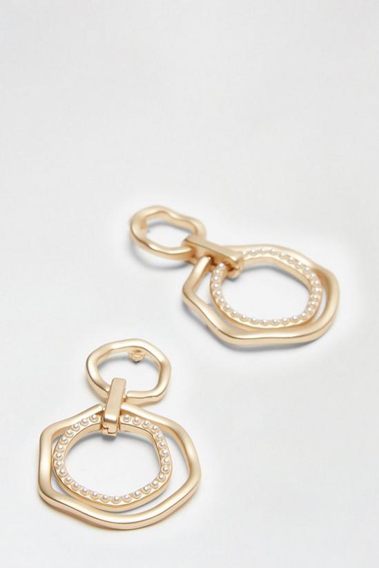 Wallis Gold Pearl Detail Drop Earrings 2
