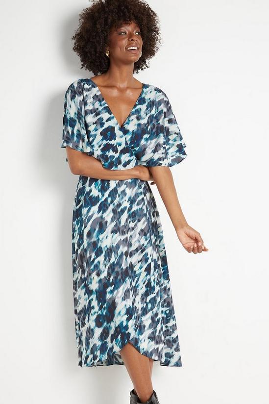 Wallis Blue Animal Cape Sleeve Dress 1