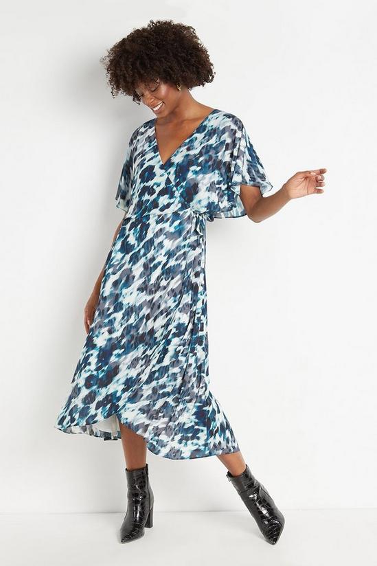 Wallis Blue Animal Cape Sleeve Dress 2