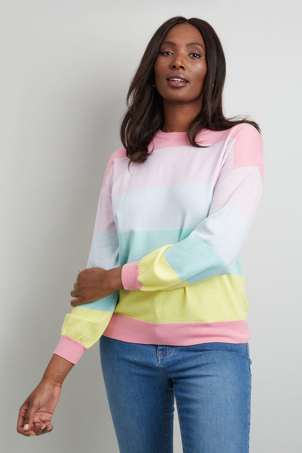 Pastel rainbow outlet striped sweater