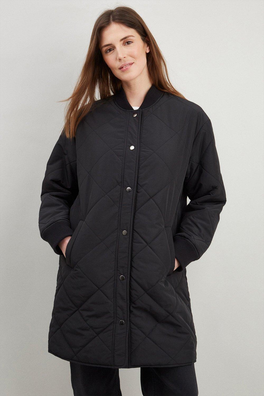 Womens Quilted Mid Length Coat