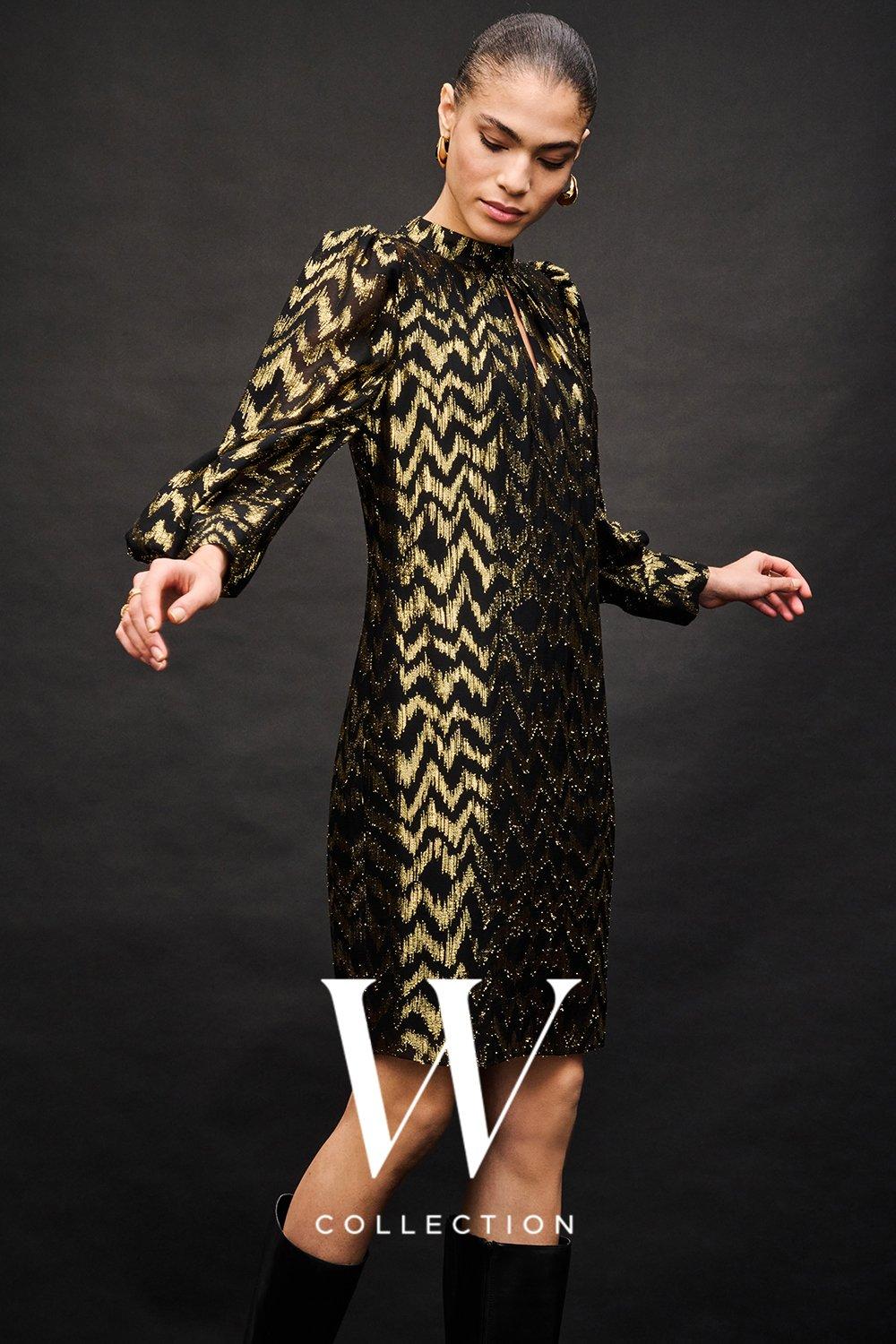 Wallis black and gold sale dress