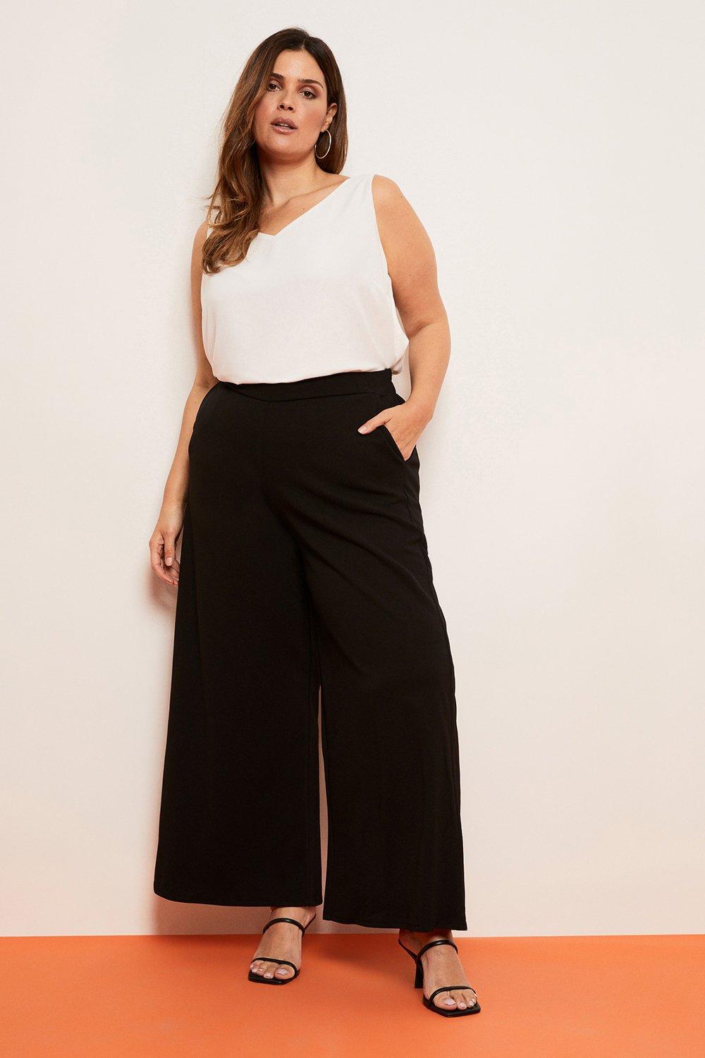 Plus Size Plain Scuba Crepe Flare Pants