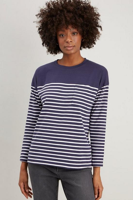 Wallis Stripe Long Sleeved Pocket T-shirt 1