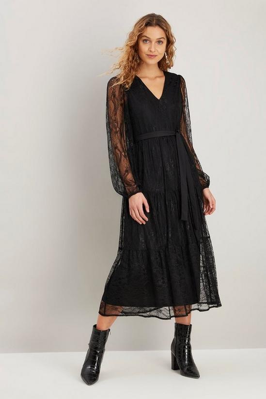 Wallis Black Lace Midi Dress 1