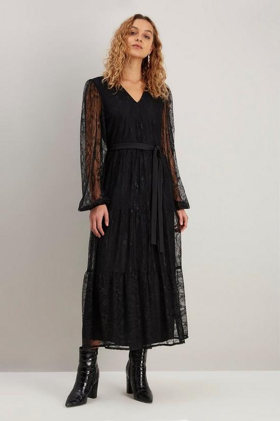 Wallis Tall Black Lace Midi Dress 1