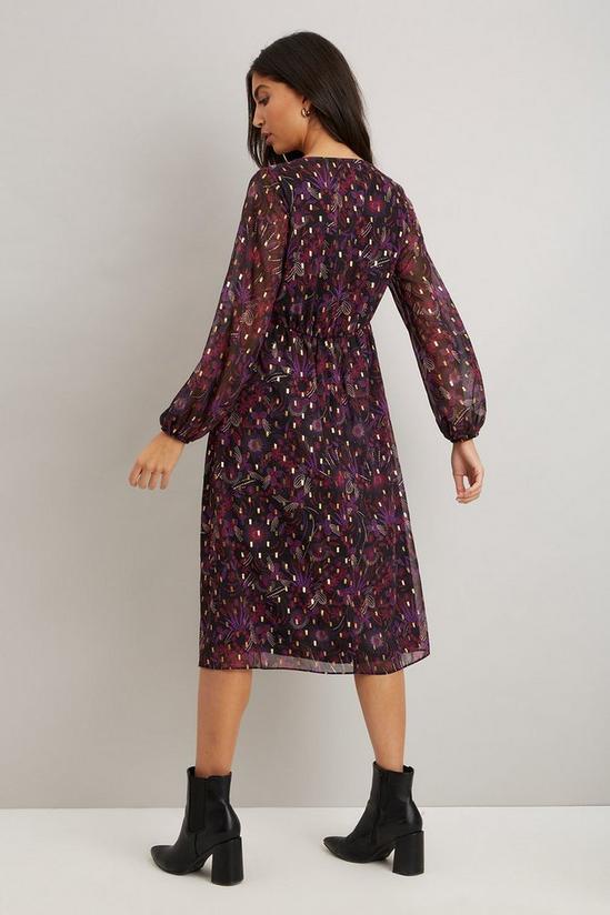 Wallis Purple Floral Metallic Button Through Dress 3