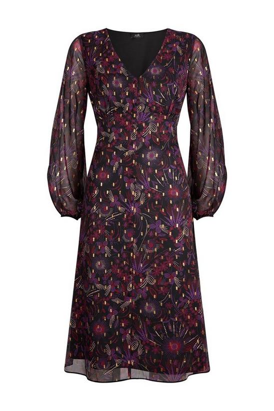 Wallis Purple Floral Metallic Button Through Dress 5