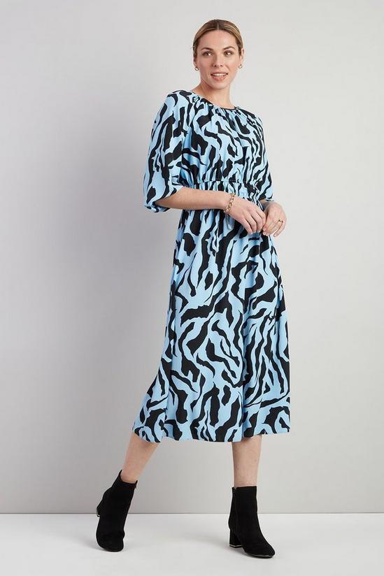 Wallis Blue Graphic Animal Woven Tiered Dress 2