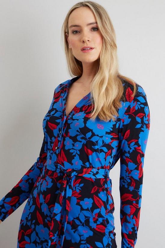 Wallis Blue Floral Jersey Shirt Dress 4