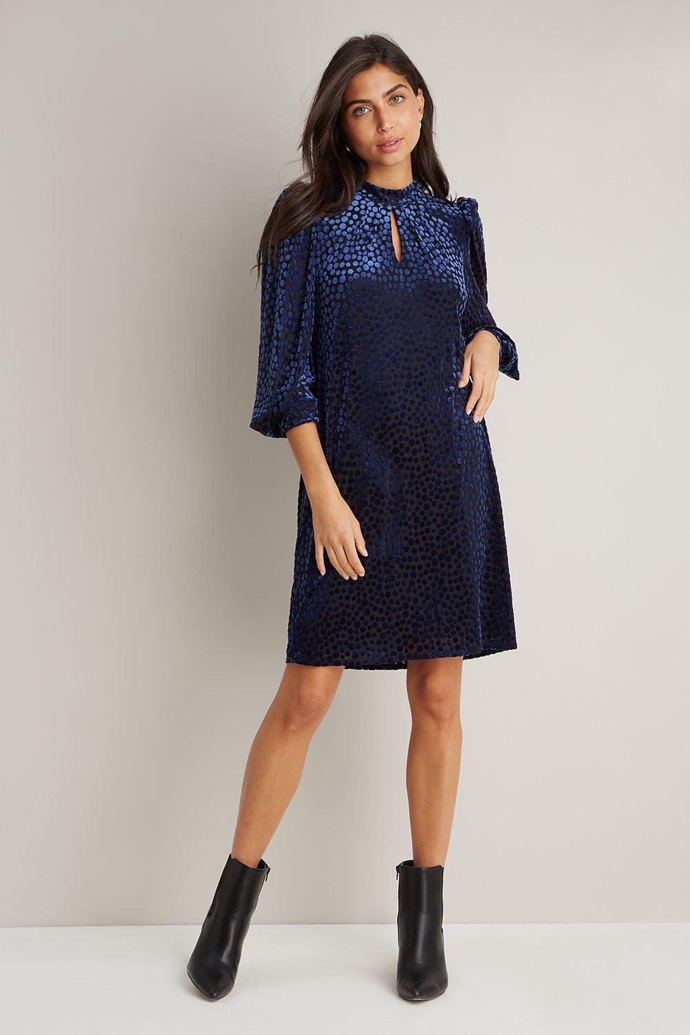 Wallis blue sales velvet dress