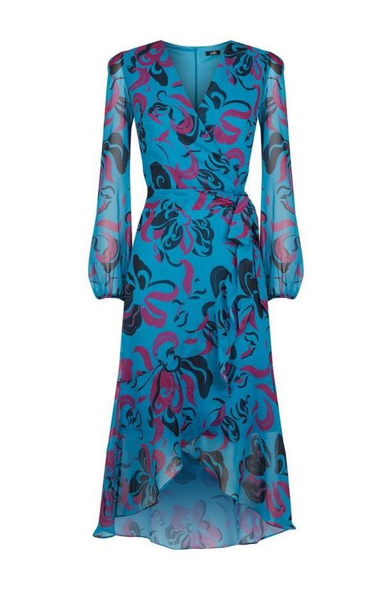 Wallis Blue Graphic Wrap Dress 5
