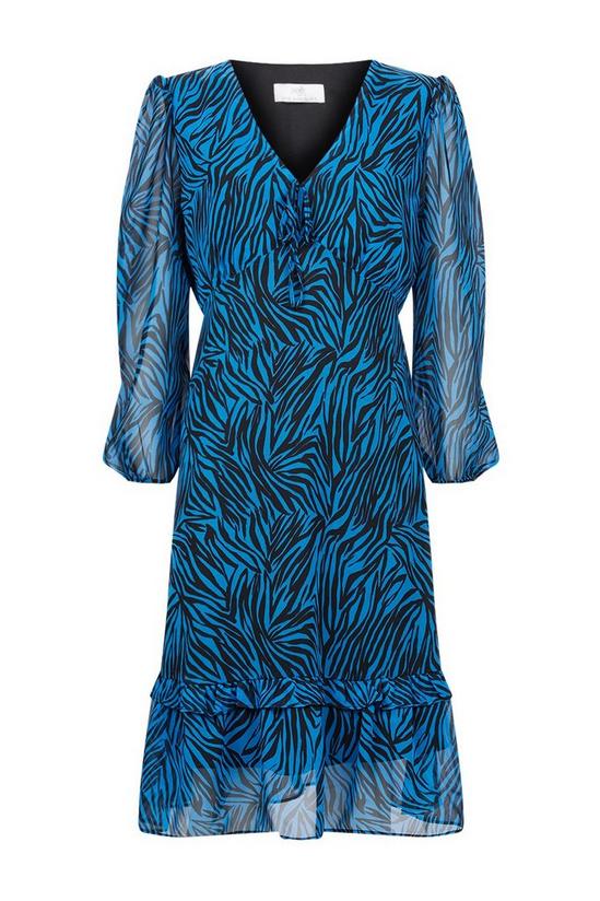 Wallis Petite Blue Zebra Frill Midi Dress 5