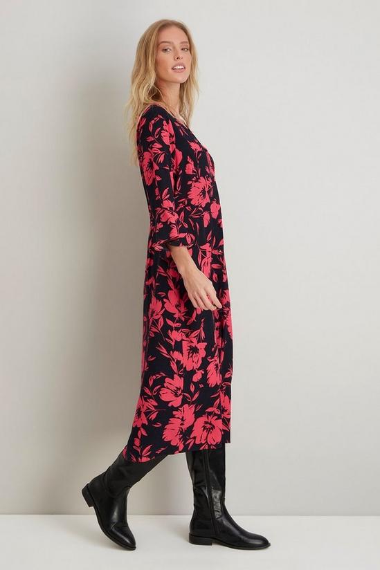 Wallis Black and Pink Floral Button Front Midi Dress 2