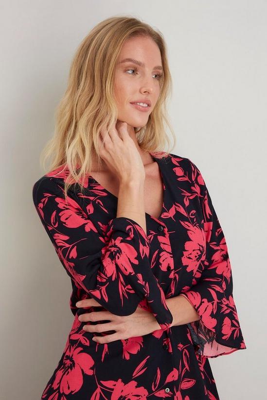 Wallis Black and Pink Floral Button Front Midi Dress 4