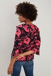 Wallis Black and Pink Floral Ruffle Tie Neck thumbnail 3