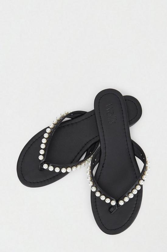 Wallis Floss Pearl Detail Flat Sandals 2