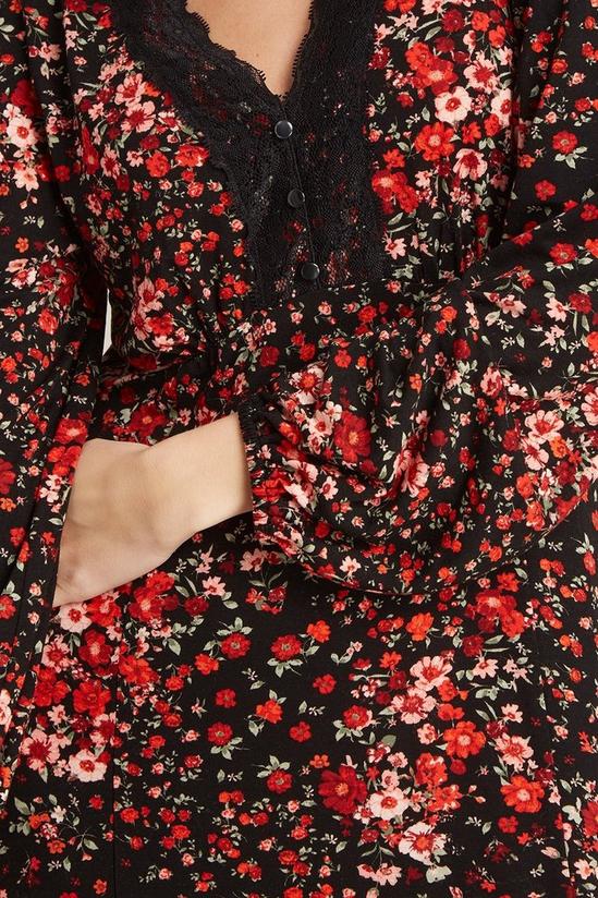 Wallis Floral Lace Trim Jersey Midi Dress 4