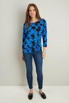 Wallis Cobalt And Black Floral Jersey Knot Side Top thumbnail 2