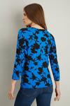 Wallis Cobalt And Black Floral Jersey Knot Side Top thumbnail 3